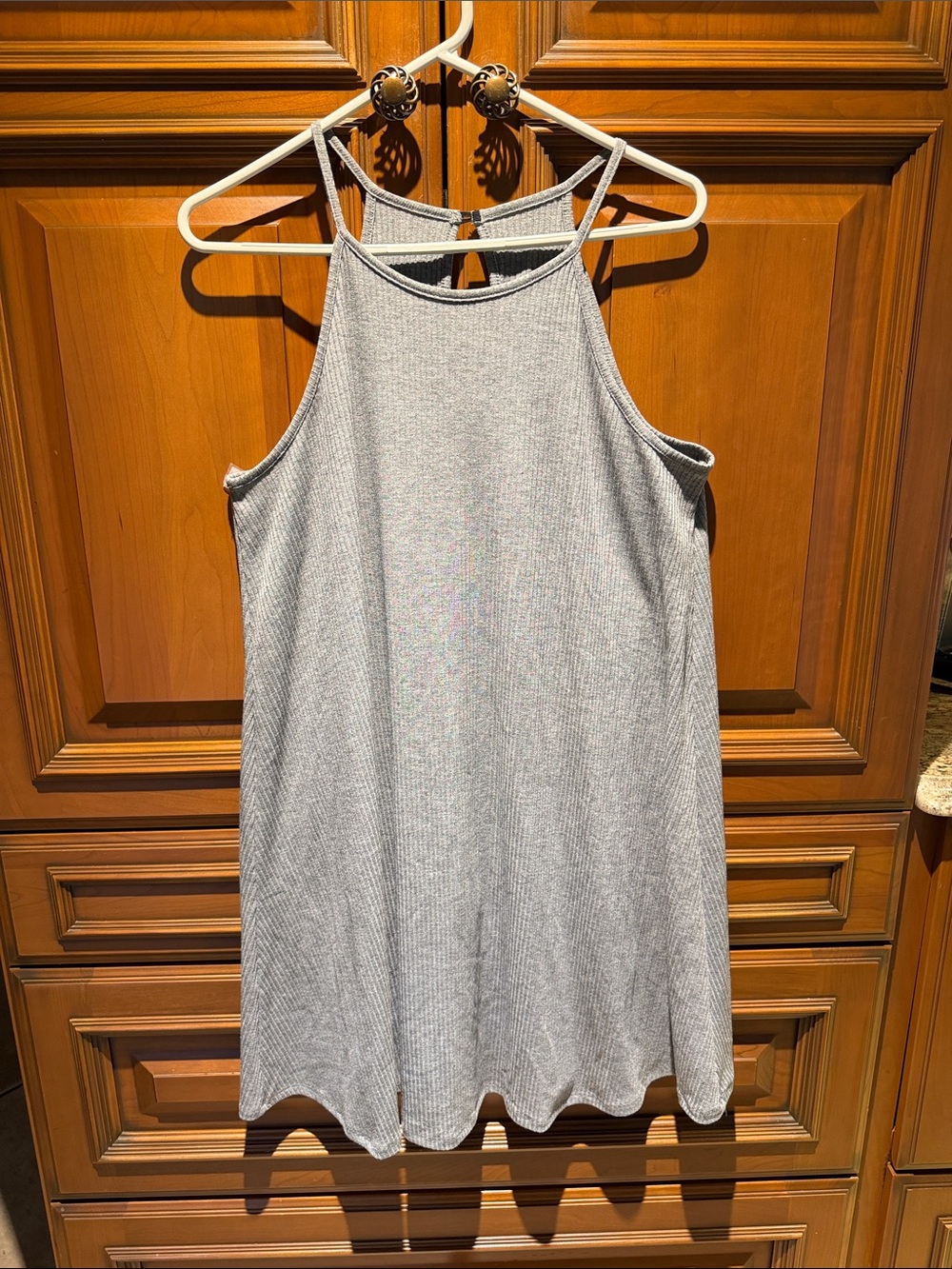 Love Fire Women's Gray Ribbed Halter Tank Dress